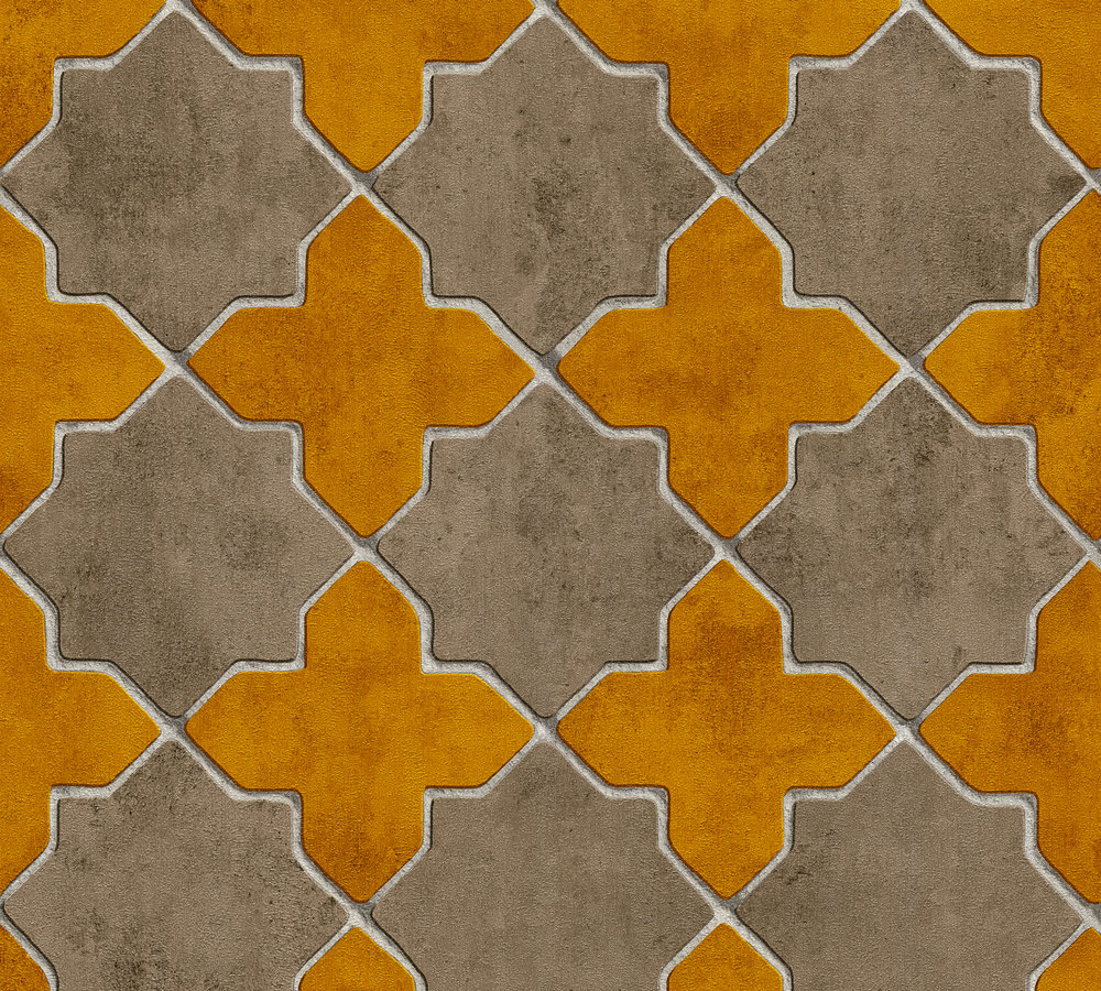 38-75 Tapeta 374212 Winylowa na Flizelinie Żółty geometryczna | New Walls - obrazek 1