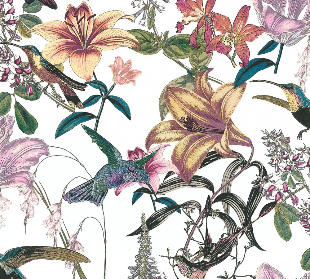 38-78 Tapeta 377011 Fizelinowa na Flizelinie Wielokolorowy kwiatowa | Jungle Chic - obrazek 1