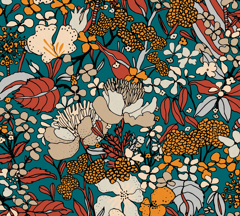 39-13 Tapeta 377562 Fizelinowa na Flizelinie Wielokolorowy dżungla | Floral Impression - obrazek 1