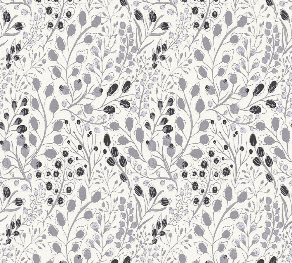 39-81 Tapeta 388473 Fizelinowa na Flizelinie Szary kwiatowy | Attractive 2 - obrazek 1