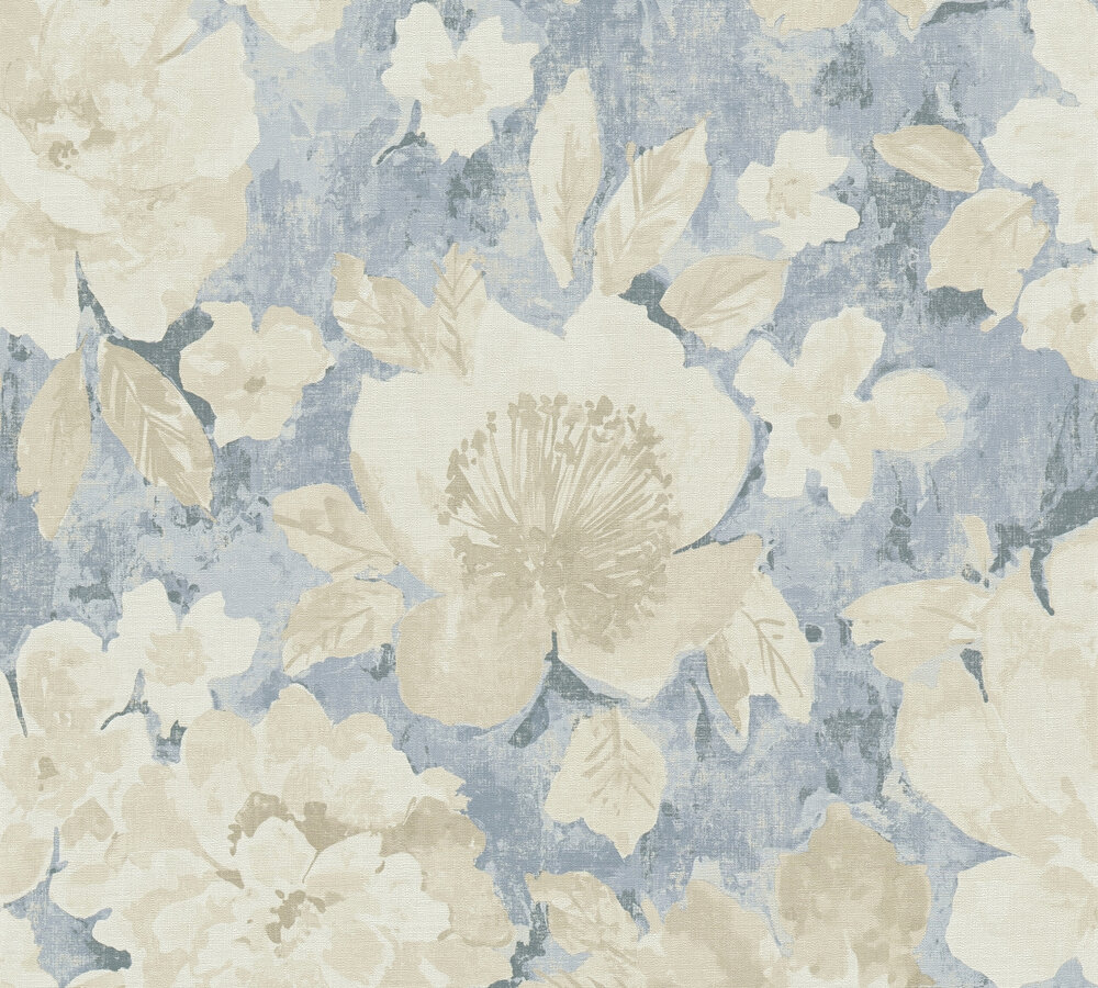 40-26 Tapeta 396071 Fizelinowa na Flizelinie Niebieski kwiecista | Aquarell Dreams - obrazek 1